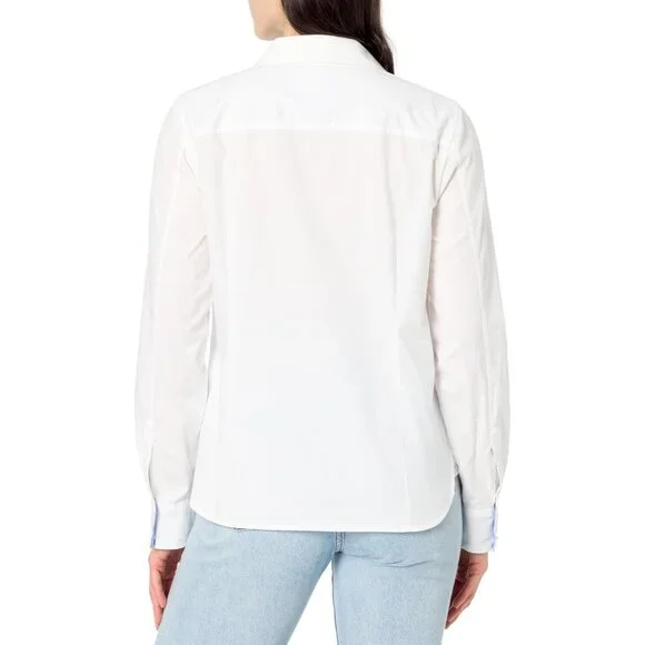 Womens Button Front Long Sleeve Roll Tab Shirt